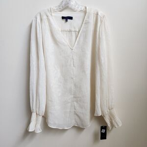 Rachel Rachel Roy Top Women XXL Off White Sparkle V-Neck Minimalist Holiday Chic